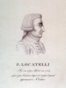 Portræt af den italienske violinist og komponist Pietro Locatelli (1695-1762) Indgravering. 1700-tallet. Bologna, borgermusikmuseum af Unknown artist