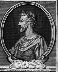 Portræt af den franske digter Pierre de Ronsard (1524-1585) Indgravering af det 18. århundrede af Unknown artist