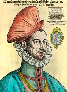 Portræt af kongen af Frankrig Henrik III (1551 - 1589). 1500-tals stik. af Unknown artist