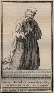 Portræt af den franske alkymist Nicolas Flamel (1330-1418) - Gravering - Portræt af den engelske alkymist Nicolas Flamel - Gravering Privat samling af Unknown artist