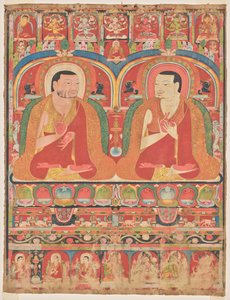 Portrætter af to slægtsmestre af Kagyu-ordenen: Phagmo Drupa (1110-1170) og Tashipel (1142-1210) af Unknown artist