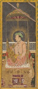 Posthumt portræt af kejser Jahangir under en baldakin (recto) af Unknown artist