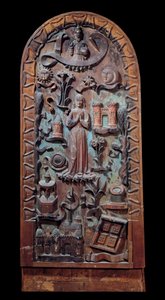Praise of the Virgin Udskåret træpanel. Chartres fra det 16. århundrede, Musee des Beaux Arts af Unknown artist