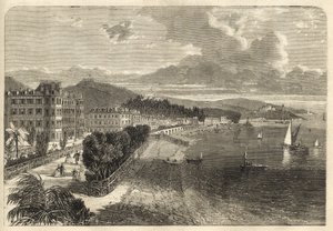 Promenade des Anglais i Nice i 1866 - Promenade des Anglais i 1866 - gravering af Unknown artist