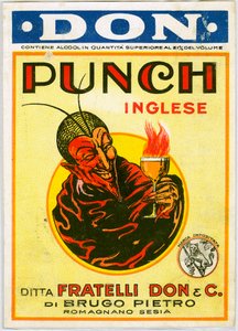 Punch engelsk alkoholreklame med en djævel (kromolitografi) af Unknown artist