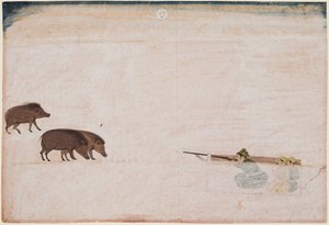 Raja Ram Chand af Amber (r. 1667–88) Jagt vildsvin af Unknown artist