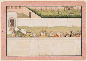 Ramas brødre Bharata og Shatrughna drog ud fra Ayodhya for at finde Rama og Lakshmana i skoven for at informere dem om deres far Dasharathas død af Unknown artist