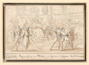 Forsoning af fjender i Italien af kejser Henrik VII af Unknown artist