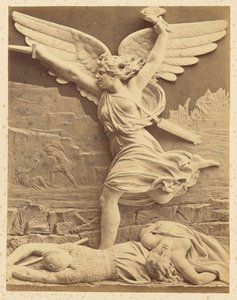 [Reliefskulptur af bevinget figur med daggert]. af Unknown artist