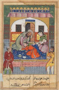 Efter at have angret sin opførsel, falder Ubaid for fødderne af sine forældre fra en Tuti-nama (Fortællinger om en papegøje): Andenogfyrre nat af Unknown artist