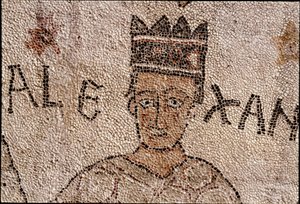 Repræsentation af Alexander den Store (356-323 f.Kr.), konge af Macedoine og erobrer af Persien, omringede indisk fauna under erobringen af Indien. Pantaleones fortov (eller Pantaleon af Unknown artist