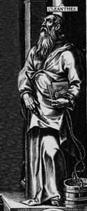 Repræsentation af den græske filosof stoicist Cleanthe (330-232 f.Kr.)"" Indgravering fra frontispice af "" Philosophical Works"" af Seneque af Unknown artist