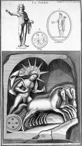 Repræsentation af Solen og Apollo. Billeder hentet fra gamle repræsentationer. Gravering 1800-tallet. af Unknown artist