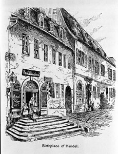 Repræsentation af huset, hvor George Frideric Handel blev født (George Frideric Handel af Unknown artist