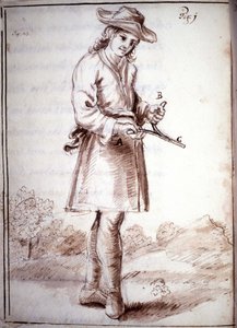 Rhabdomancia: afhandling med titlen "" den okkulte fysik eller afhandling om den guddommelige tryllestav og dens anvendelser til opdagelse af vandkilder, miner..."" af abbeden af Vallemont: forskellige måder at bruge søgerens tryllestav på. Manuskript fra  af Unknown artist