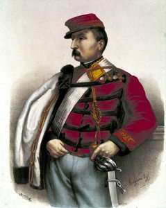 Risorgimento: Portræt af Nino Bixio (1821-1873), italiensk militær og politiker. Han tog en vigtig rolle i den italienske forening. af Unknown artist