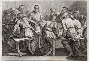 Royaumont Bibelen, Det Nye Testamente: Cene. Illustration af 1811. af Unknown artist