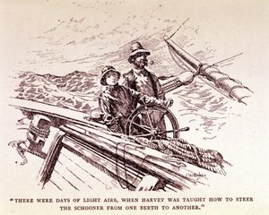 Rudyard Kipling: "Captains courageous", New York 1899 (gravering) af Unknown artist