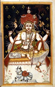 Rutrim, hinduistisk guddom Side fra manuskriptet (ms.8300) "" History of Mogol"" (Moghul eller Moghol) af Stefano Nivibus Cardeira. 1700-tallet. Bibloteca marciana, Venedig af Unknown artist