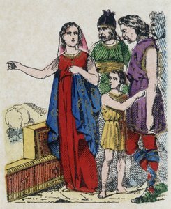 Sainte Genevieve (422-502), skytshelgen for Paris, afholdt pariserne fra at forlade deres by, som blev truet i 451 af Attila, hunernes konge. af Unknown artist