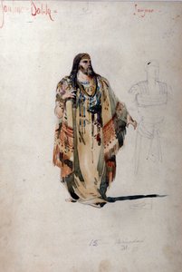 Samson kostume til operaen "" Samson og Dalila"" af Camille Saint Saens (Saint-Saens). 1877 af Unknown artist