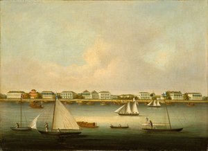 Scene ved indgangen til Yang Tse Kiang-floden ved Woosung af Unknown artist