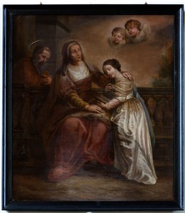 Schilderij, "Maria og hendes forældre" af Unknown artist
