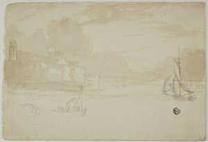 Havn med fiskerbåde af Unknown artist