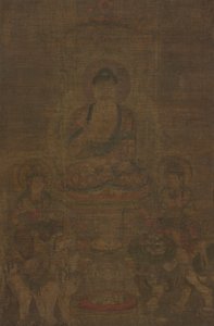 Shakyamuni Triad: Buddha overværet af Manjushri og Samantabhadra af Unknown artist