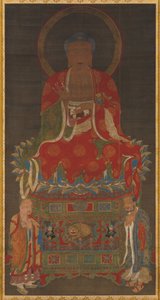 Shakyamuni Triad: Buddha overværet af Manjushri og Samantabhadra af Unknown artist