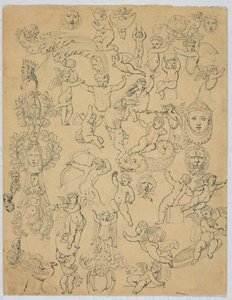 Ark med putti og undersøgelser efter antikken af Unknown artist