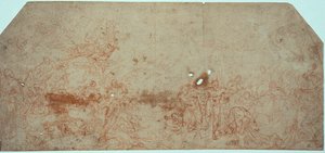 Skitse til den sidste dom (recto); hovedstudie (verso) af Unknown artist