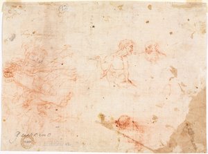 Skitse af to mænd og andre forskellige figurer (verso) af Unknown artist
