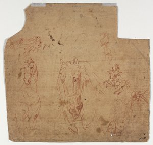 Skitser af heste og ryttere (recto) af Unknown artist