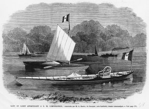 Skiff og kano ved siden af imperatrice, bygget af M.A. Searle de Stangate, nær Lambeth - gravering af Unknown artist