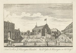 Sydøst udsigt over Kensington Church af Unknown artist