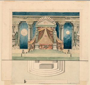 Scenedesign, alter i egyptisk tempel af Unknown artist