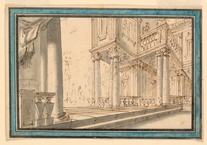 Scenedesign: Atrium af en villa af Unknown artist