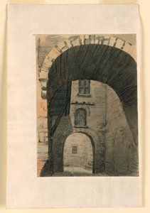 Scenedesign, domstol i gammel bygning af Unknown artist