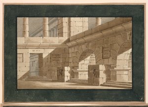 Scenedesign, Court of Antique Building af Unknown artist