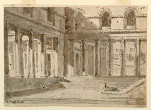 Scenedesign, Palace Court med trapper af Unknown artist