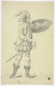Stående Side med Skjold og Sværd af Unknown artist