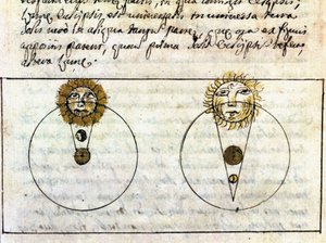 Undersøgelse af fænomenerne af måneformørkelsen og solen - Astronomisk manuskript fra 1705. af Unknown artist