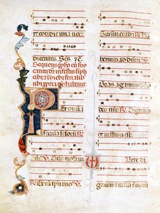 Sursum Corda, eksempel på 1300-tallets notation ("P"). af Unknown artist