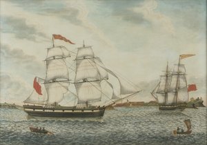 T.G. William Broderick at the Mouth of the Tyne (akvarel og blæk på papir) af Unknown artist