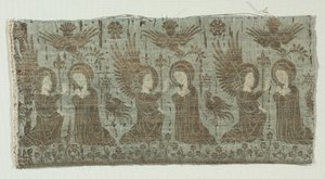 Tekstilfragment med Bebudelsen af Unknown artist