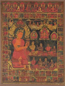 Thangka med Bejeweled Buddha Prædiken af Unknown artist