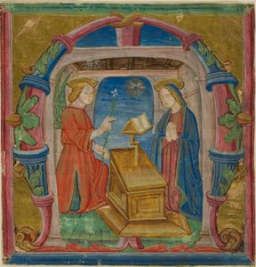 Bebudelsen i et historiseret initialt "M" fra en antifonarie af Unknown artist