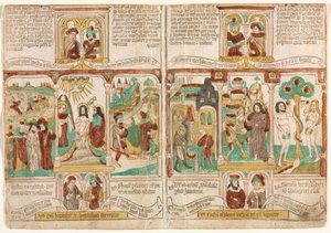 De Fattiges Bibel (Biblia Pauperum), Faraos hær druknede i det røde hav; Kristi dåb; og Moses