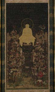 Buddha prædiker "Visdommens fuldkommenhed"-sutraen (Prajnaparamita) af Unknown artist